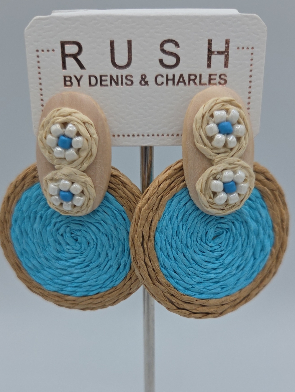 5 for $25! RUSH by Denis & Charles Turquoise Color Natural Woven Drop Earrings